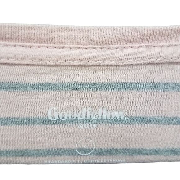 GoodFellow & Co. Mens Sz L Pink Gray Striped Short Sleeve T-Shirt - Picture 2 of 9